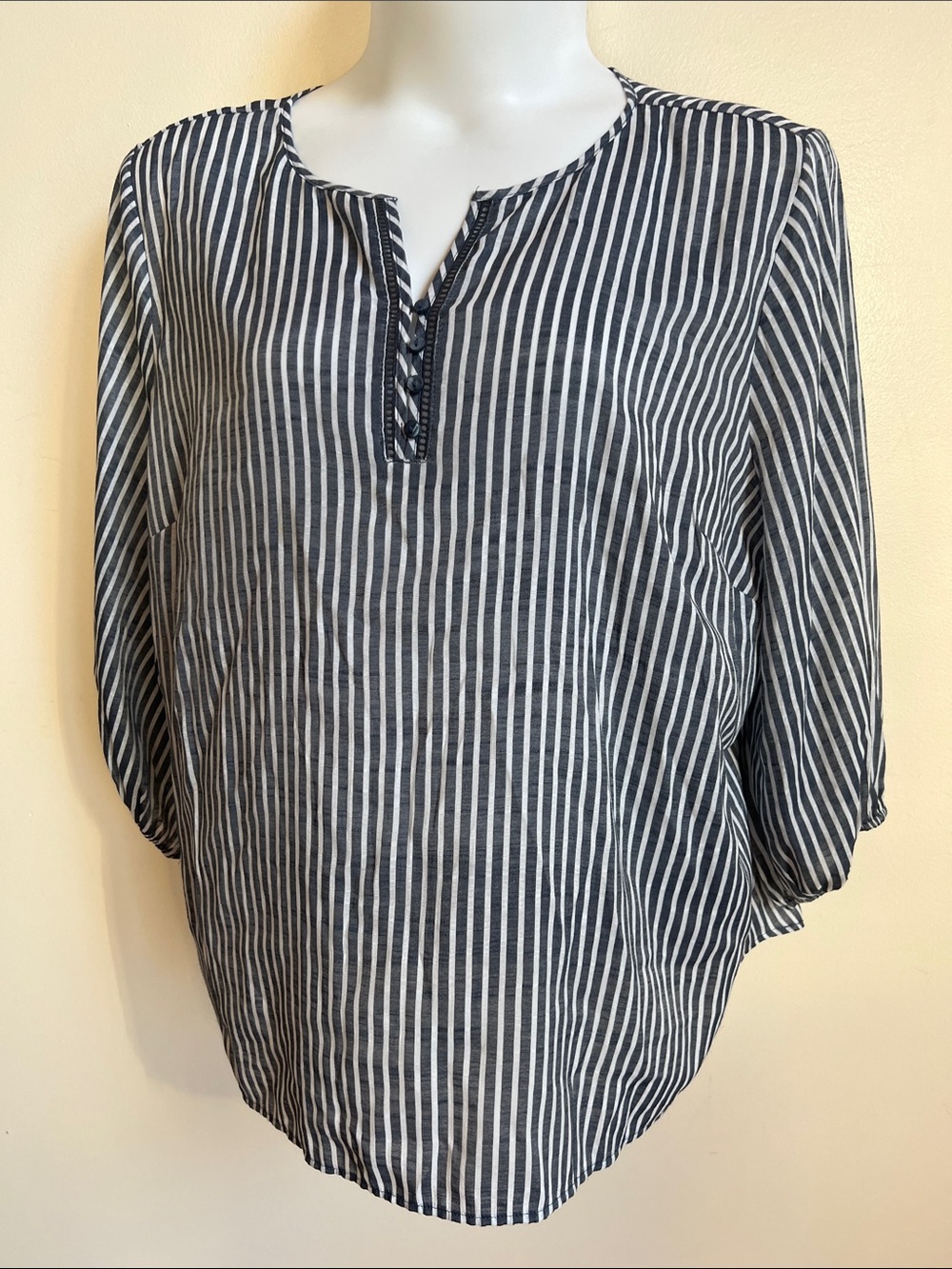 Liz Claiborne Striped peasant Tunic Top women’s 2X comfort relax style coastal